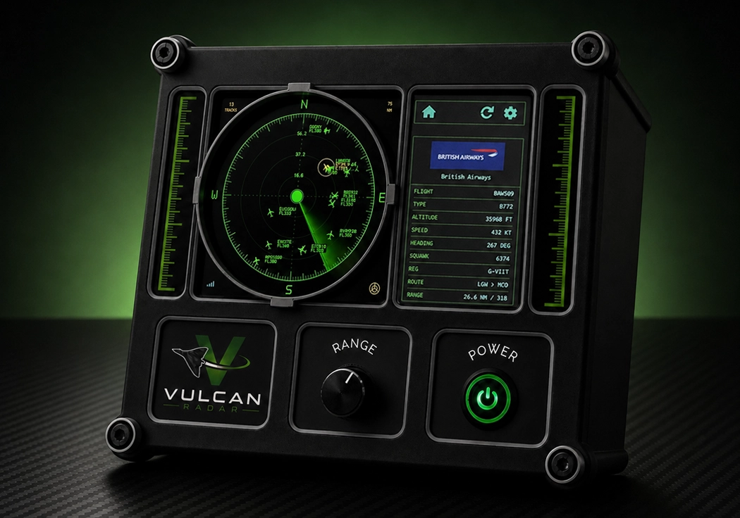 Vulcan Radar klassisk fosforgrønn radarsweep-display