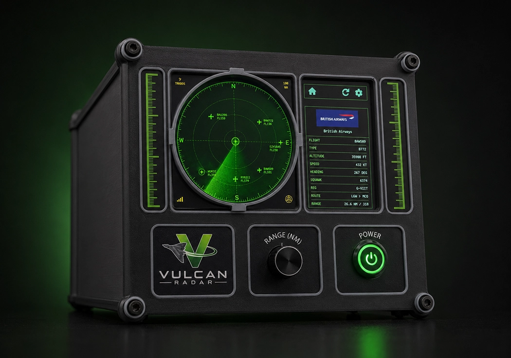 Vulcan Radar classic phosphor-green radar sweep display